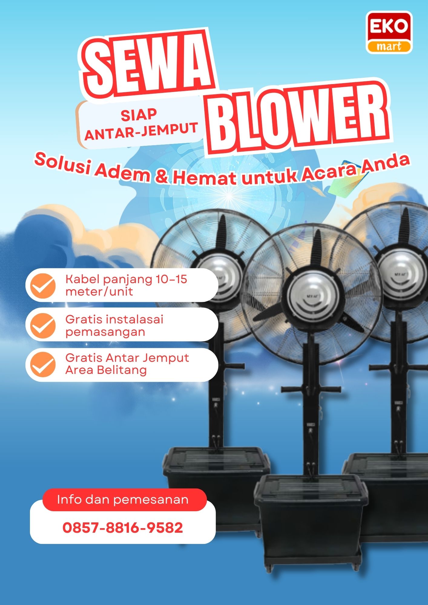 Sewa Kipas Angin Blower Embun di Belitang OKU Timur | Murah, Cepat, dan Siap Antar